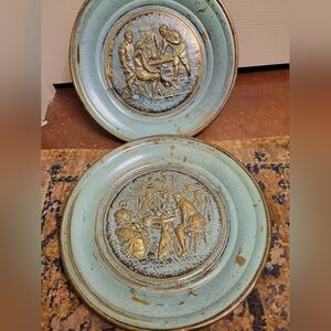 Vintage Decorative Plates with Gold Accents